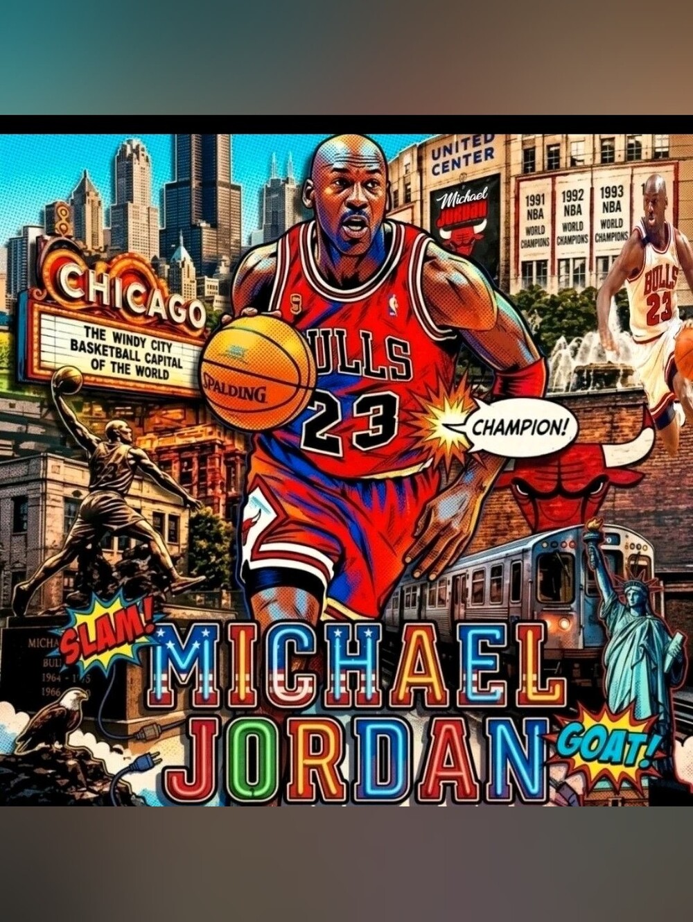 NEW! MICHAEL JORDAN THE GOAT CHICAGO BULLS 8.5x11 ULTRA GLOSSY COLOR ART POSTER!
